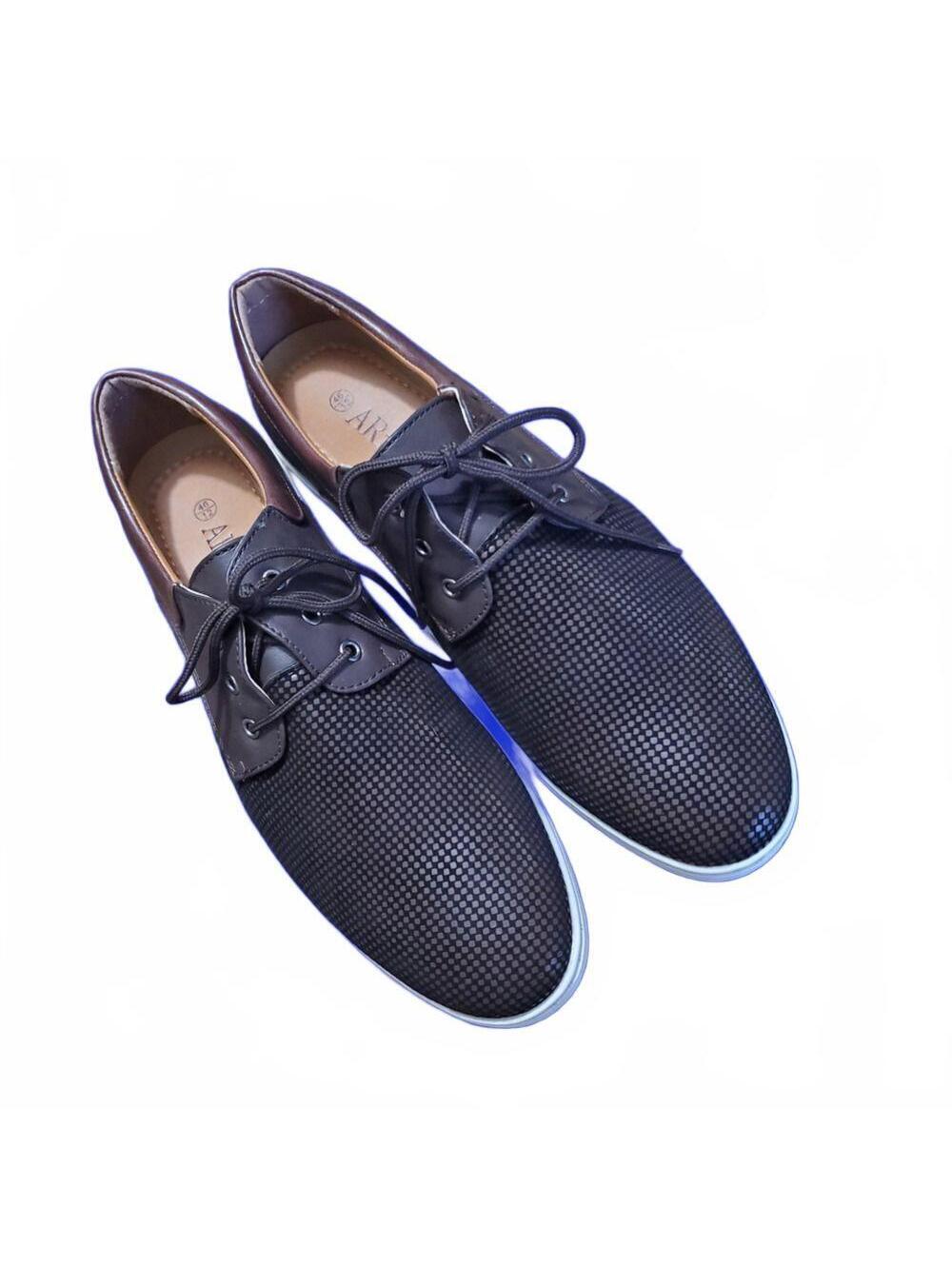 Arider Men's Black Textured Lace-Up Casual Shoes Size 12 US / 46 EU
